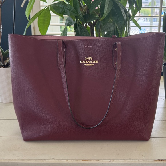 Coach Deep Burgundy Leather Tote - Picture 1 of 15